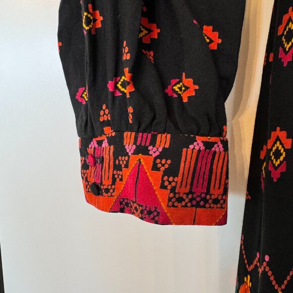 Colourful Long Sleeved Patterned Midi Dress - Picture 7 of 13